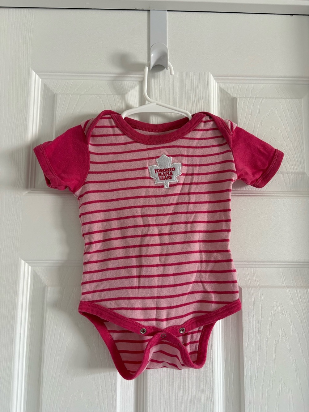 Toronto Maple Leafs Pink Striped Baby Bodysuit